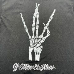 Of Mice & Men Skeleton Hand CA Metalcore Band Black T-Shirt 2XL Deadstock NEW!