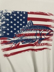 Habit Solar Factor T Shirt Long Sleeve Size 2XL White American Flag Back Good