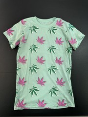 Vibes Pot Leaf TShirt Mens Small Graphic Print Green Purple Slim Fit