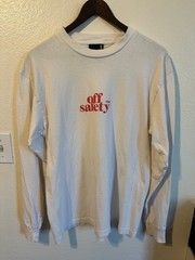 AALIYAH White NAILS DID Long Sleeve T-Shirt x OFF SAFETY 8MM SHOW Sz-M Hip Hop