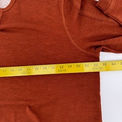 Johnston & Murphy Mens Shirt Large Burnt Orange Split Neck Long Sleeve Slub Knit