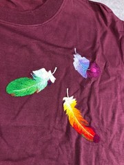 Vietnamese Kim Phuong hand embroidery T shirt, XXL (L) three feathers, NICE