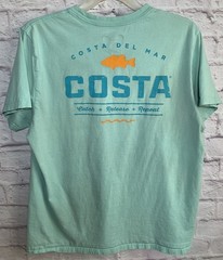 Costa Del Mar T-Shirt Mens Size XL Light Blue Crew Neck Short Sleeve Cotton Knit