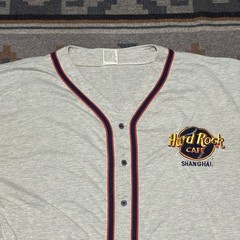 Vintage Hard Rock Cafe Shanghai Baseball Jersey Mens Large Gray A5