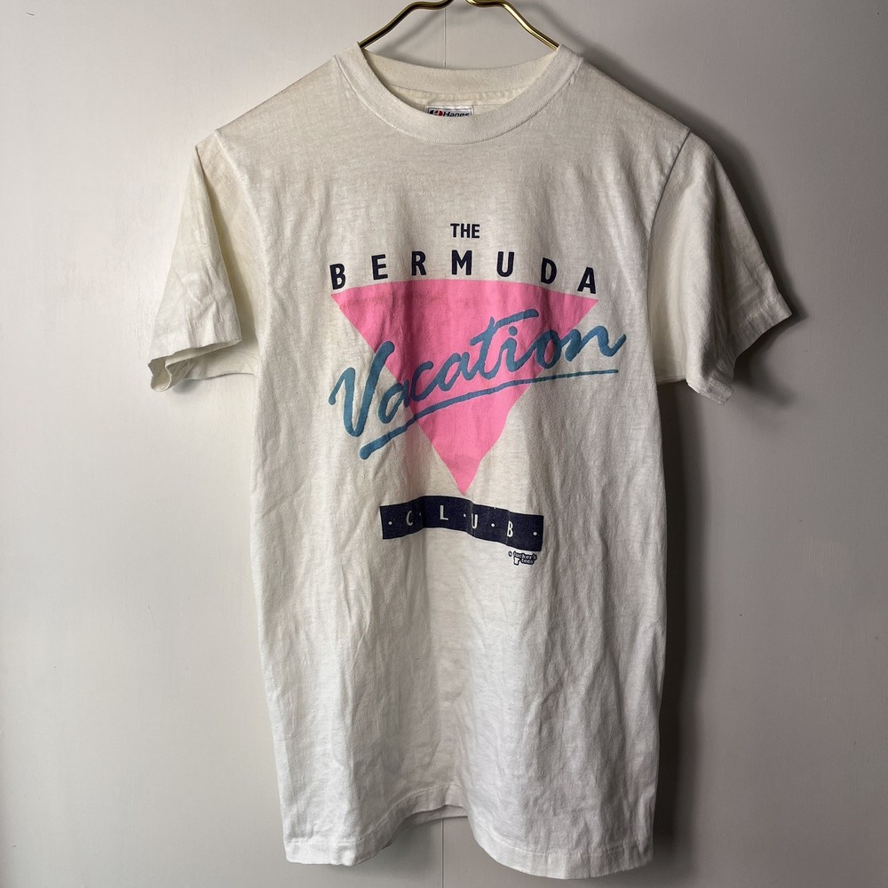 Vintage 80s Bermuda Vacation Club Neon Art Deco T-shirt Single Stitch S/M