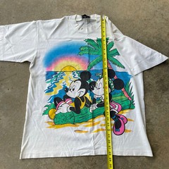 Vtg 90s Disney Mickey Mouse Sunset Double Sided Big Print Tshirt Single Stitch