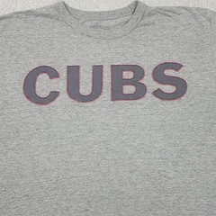 ’47 Brand Chicago Cubs T-Shirt Mens XL Gray Good Raw Edge Applique Logo Tee