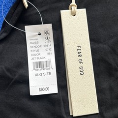 Fear of God ESSENTIALS Jet Black Logo T-Shirt Size XL