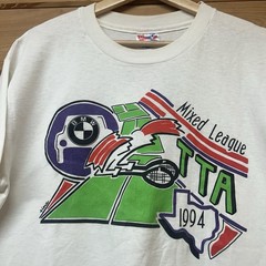Vintage 90s Mixed League Texas Tennis Association BMW Car Graphic T Shirt Size L