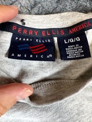 Perry Ellis America T Shirt Men Large Gray Cotton Graphic Short Sleeve Crewneck