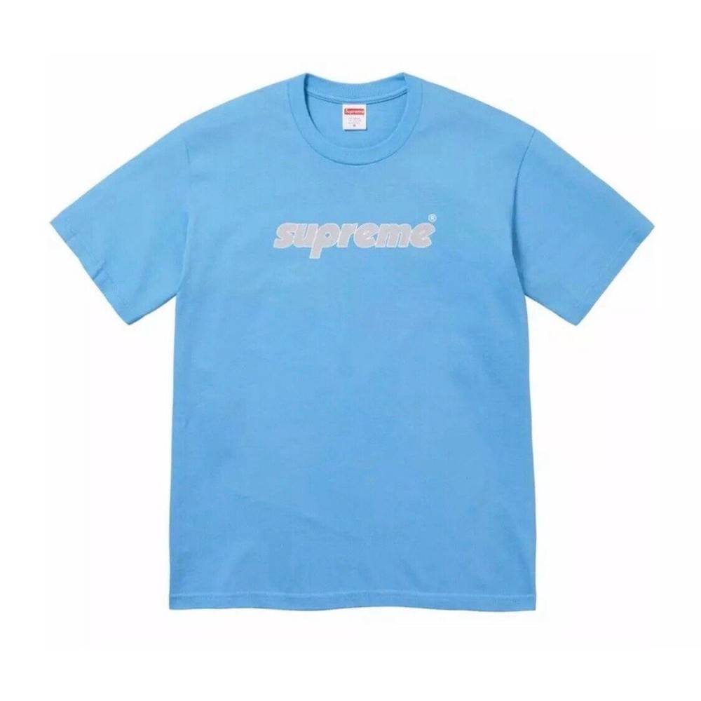 SUPREME Pinline Logo Tee Short T-Shirt Sleeve Shirt in Blue Medium