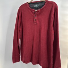 Lot Of 3 G H Bass Shirt Mens Large Orange Red Blue Henley Waffle Thermals