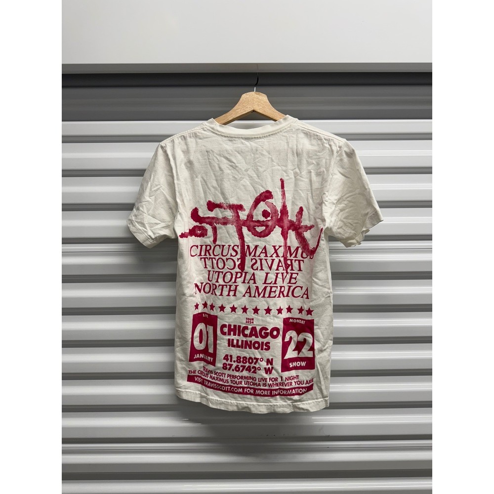 Travis Scott Circus Maximus Utopia Tour T-Shirt Chicago 2024 Mens Small Cream