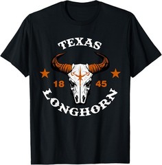 Texas 1845 Vintage Cotton Longhorn Short Sleeve T-Shirt for Adults