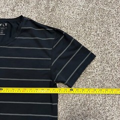 BYLT T Shirt Mens XL Drop Cut V Neck Lux Black Striped Tee Short Sleeve Gym