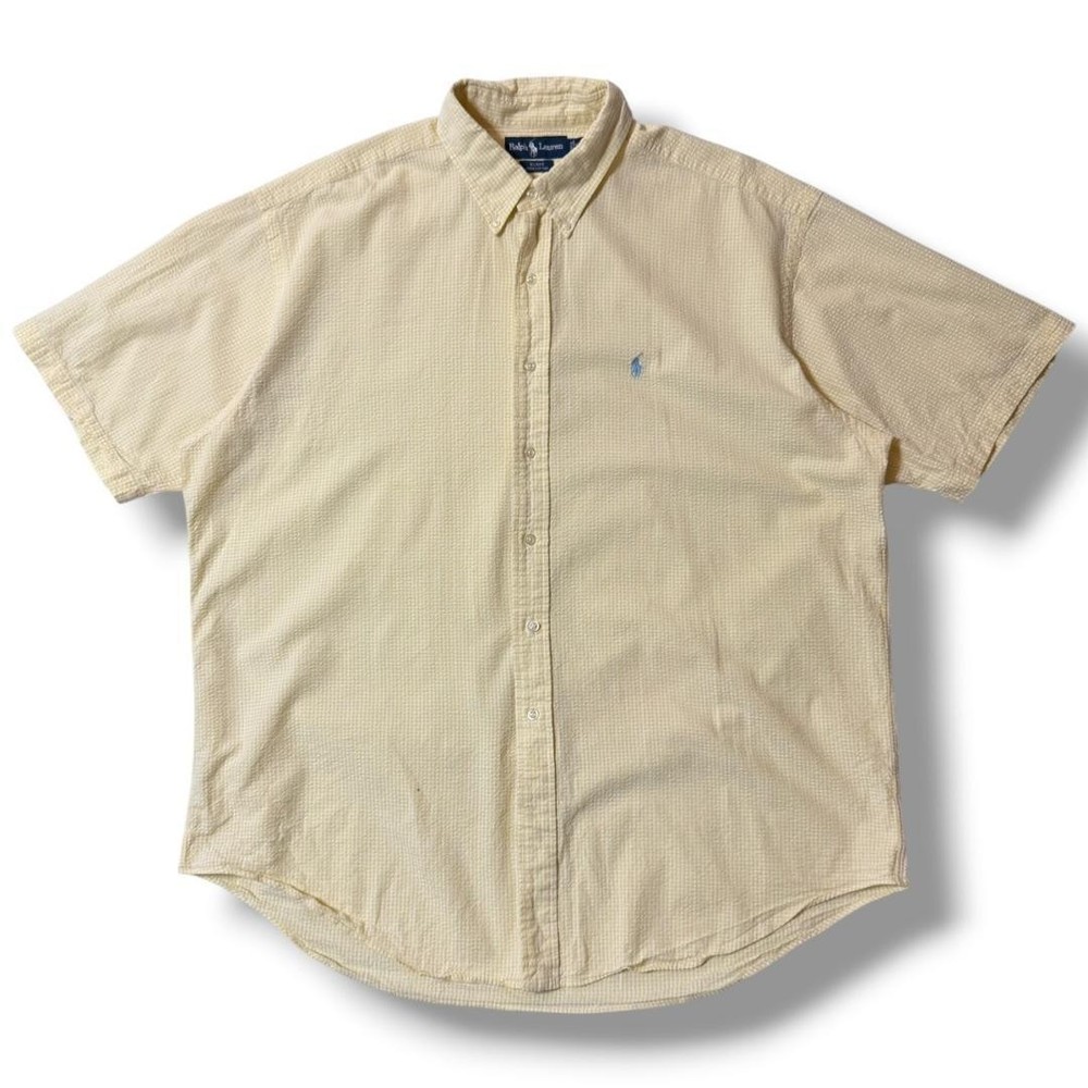 Ralph Lauren BLAKE Seersucker Gingham Check Short Sleeve Shirt Yellow for 14Y+
