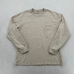 Men’s Uniqlo U Pocket T-Shirt Large Beige Good Long Sleeve Crew Neck