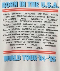 New Bruce Springsteen Born In The USA Mens Medium 84/85 Tour Cities White Tee