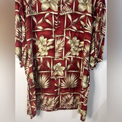 Pierre Cardin Casual floral. Red and Cream Button Down Shirt. 100% Rayon .