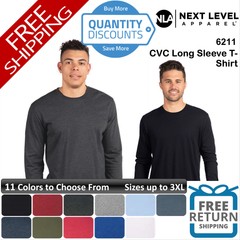 🔥 Next Level Men Cvc Long Sleeve Combed Ring-spun Blend T-shirt Up To 3XL 6211