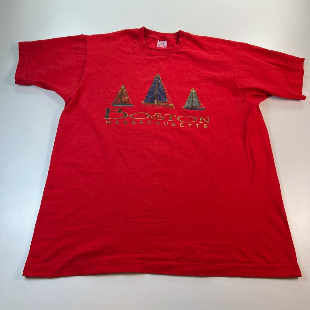 Vintage Fruit of the Loom Boston Massachusetts Shirt Adult Extra Large XL Red
