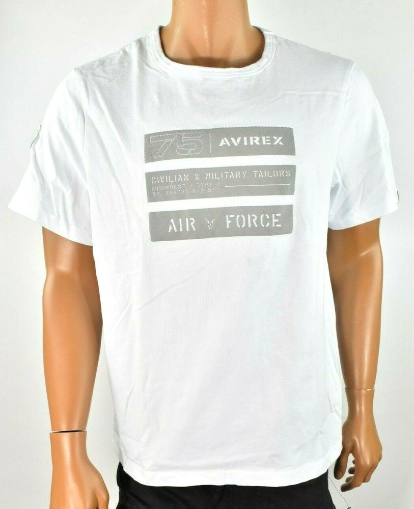 Avirex Mens T-Shirt New XXL White Graphic Design Crew Neck Air Force