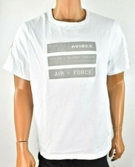 Avirex Mens T-Shirt New XXL White Graphic Design Crew Neck Air Force