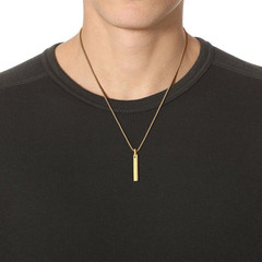 Bar Tungsten Steel Necklace for Men Women, 18K Gold Plated/Silver Color Pendant