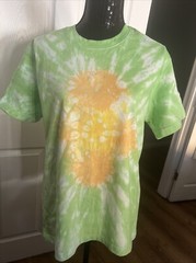 Tie Dye Unisex T Shirt Green Orange & Yellow XL Chest Size 20 in & Length 27 in