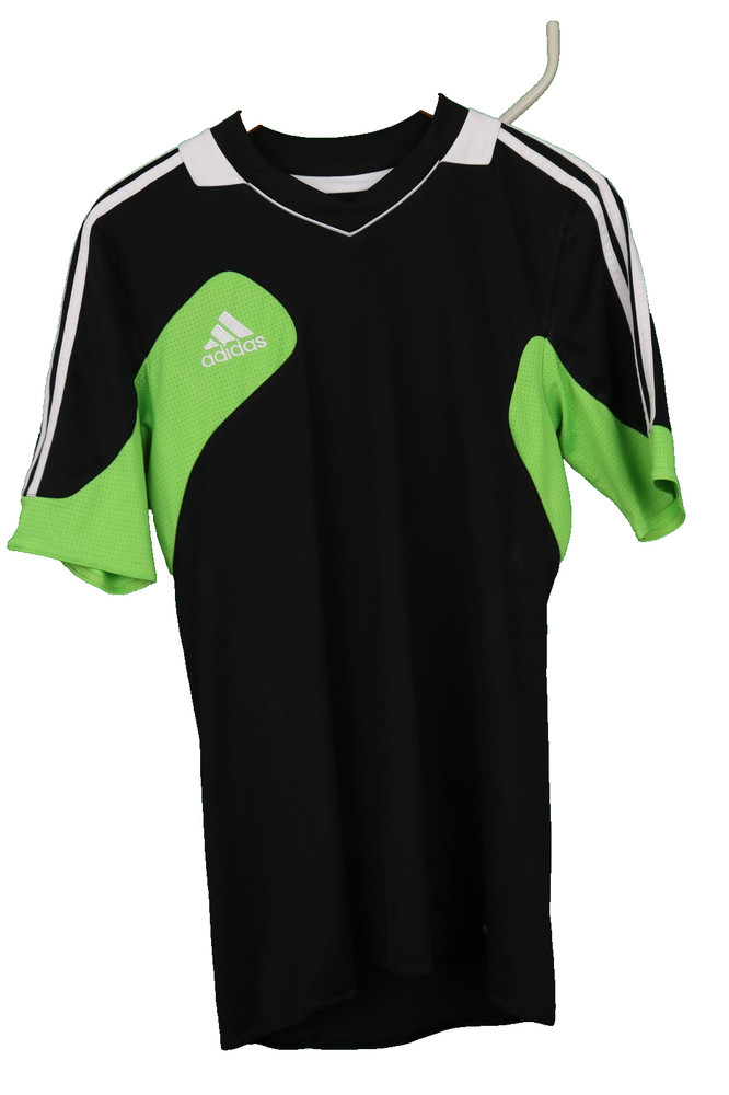 adidas short sleeve shirt football Med 38-40 in chest black green white mens