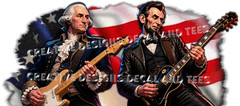 Abraham Lincoln and George Washington Playing Guitar America’s 4th 250th T-Shirt
