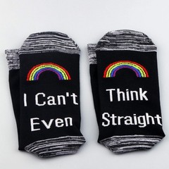 Rainbow LGBT Lesbian Gay Pride Socks I Can’t Even Think Straight Cotton Socks
