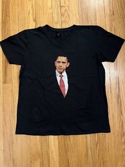 Barak Obama Anvil Lightweight T Shirt (Adult Large) Black V Neck