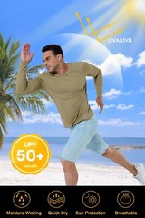 UPF50+ Men’s Long Sleeve Sun Protection UV Shirts Rash Guard Hiking Running Tops