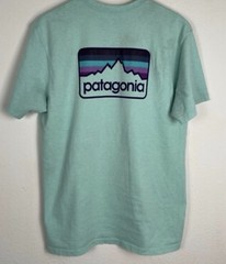 Patagonia Mens Responsibili-Tee Size Size L Light Blue Logo Short Sleeve