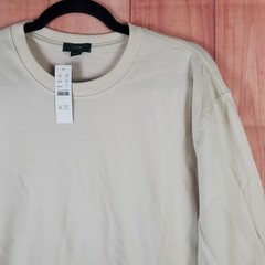 J Crew Shirt Mens Large Beige Cotton Tight Knit Relaxed Fit Workwear Outdoor