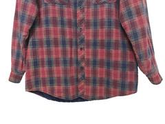 L/XL Vtg 90s Faded Plaid Flannel Distressed Skate Punk Grunge Rock Jacket Shirt