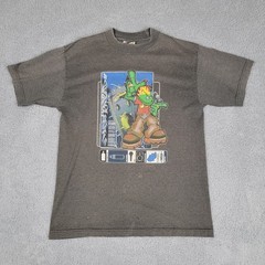 VINTAGE JNCO Shirt Mens Large Gray Flamehead Y2K Made In USA Short Sleeve Tee