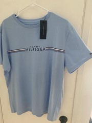 Tommy Hilfiger Men’s L Blue Graphic Print Logo Short Sleeve Crewneck T-Shirt
