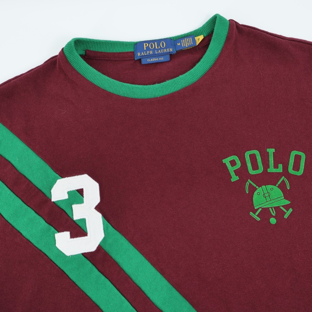Polo Ralph Lauren Heavy Weight Jersey Classic Fit Crewneck Shirt Number 3 Mens M