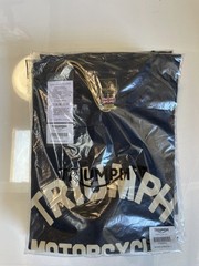 Triumph Motorcycles T-Shirt Mens Large Burnham Jet Black Spellout Logo Cotton