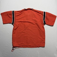 DeLong USA Vintage Nylon Pullover Shirt Medium Orange Black Stripe Drawstring