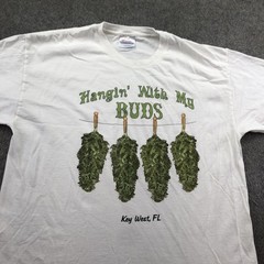 Vintage Weed Shirt Mens Large White Hanes Key West Hangin With My Buds Graphic