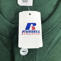 Vintage Russell Athletic Shirt Mens Small Dark Forest Green Henley NuBlend