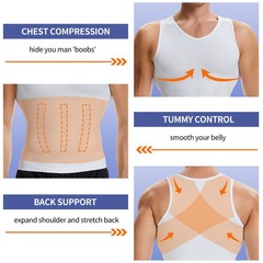 Mens Body Shaper Gynecomastia Compression Shirt Tummy Control Tank Top Waist …