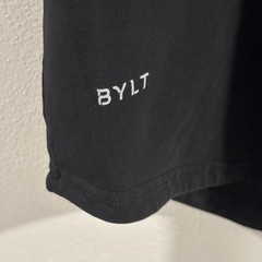 BYLT Shirt Mens L Black Drop Cut Lux Premium Basics Crew Neck Stretch Tagless