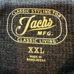 Jachs Shirt Mens XXL Grey Cotton Blend Waffle Knit Long Sleeve Casual