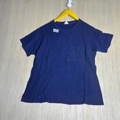 Vintage 80s Blank Blue Shirt Adult Medium Blue Short Sleeve Pocket Pullover