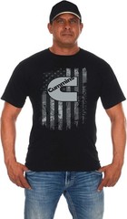 JH Design Men’s Cummins Diesel American Flag Black Crew Neck Shirt