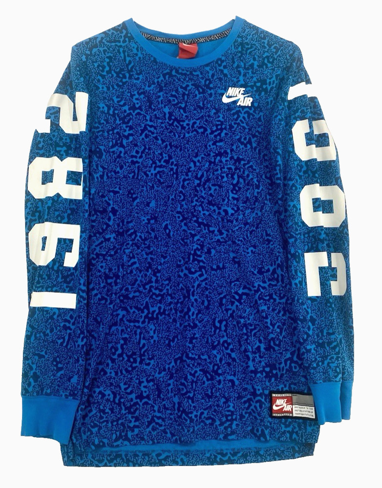 Nike Air Retro Pivot Men’s T-Shirt Long Sleeve Cyan Camo “1982” Small